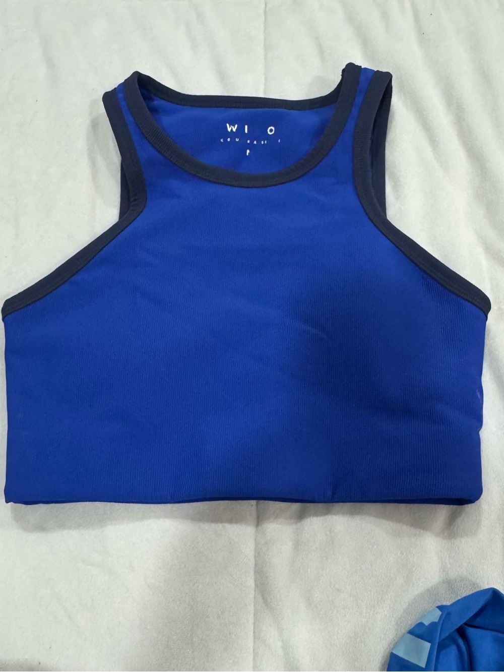 WILO Women's Royal Blue Ribbed Crop Tank with Contrast Trim